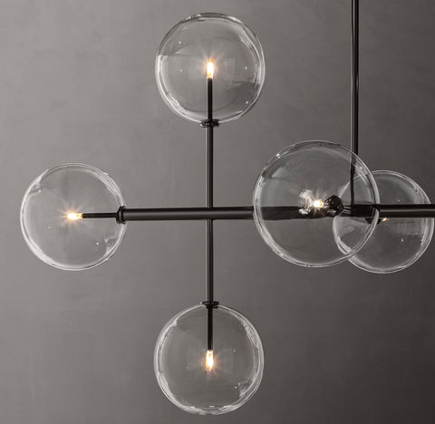 Glass Globe Mobile Linear Chandelier  | Handcrafted Borosilicate Glass | CIRC