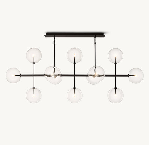 Glass Globe Mobile Linear Chandelier  | Handcrafted Borosilicate Glass | CIRC