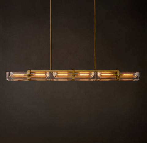 Savile 72" Brass & K9 Crystal Linear Chandelier | CIRC