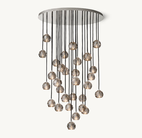 Boule De Cristal Smoke Glass Round Cluster Chandelier 40"