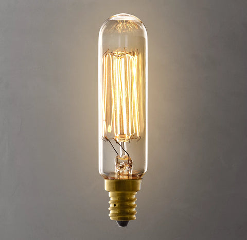 T6 3½" Tube Candelabra Incandescent Bulb - 25W, 2700K, 90 Lumens, Clear Glass