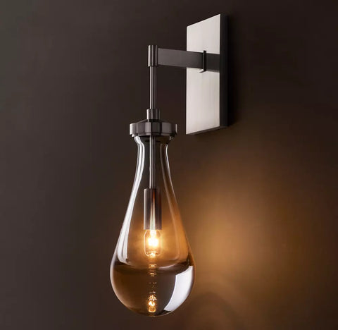 Rain Outdoor Sconce | Luxury Blown Glass & Brass Wall Light