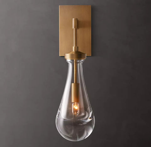 Rain Outdoor Sconce | Luxury Blown Glass & Brass Wall Light