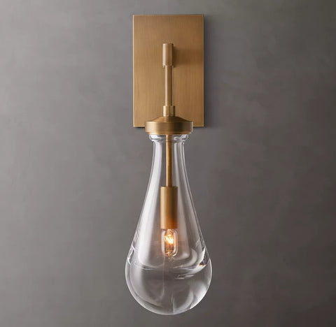 Rain Outdoor Sconce | Luxury Blown Glass & Brass Wall Light
