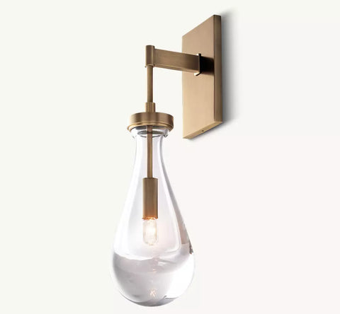 Rain Outdoor Sconce | Luxury Blown Glass & Brass Wall Light