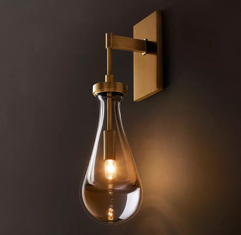 Rain Outdoor Sconce | Luxury Blown Glass & Brass Wall Light