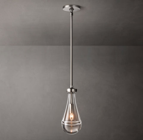 Luxury Hand-Blown Glass Outdoor Pendant Light with Brass Rod