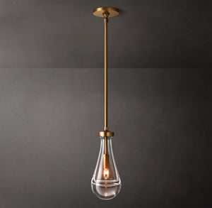Luxury Hand-Blown Glass Outdoor Pendant Light with Brass Rod
