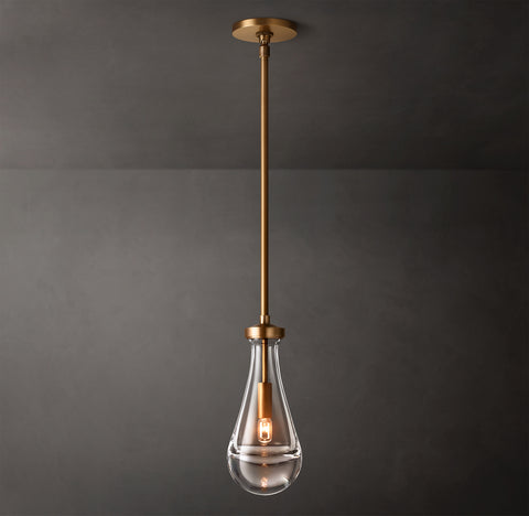 Luxury Hand-Blown Glass Outdoor Pendant Light with Brass Rod