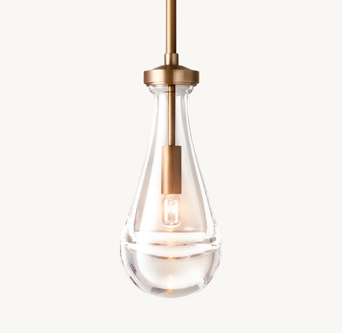 Luxury Hand-Blown Glass Outdoor Pendant Light with Brass Rod
