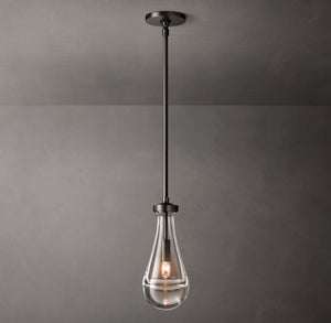 Luxury Hand-Blown Glass Outdoor Pendant Light with Brass Rod