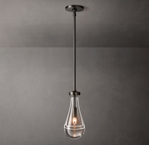 Luxury Hand-Blown Glass Outdoor Pendant Light with Brass Rod