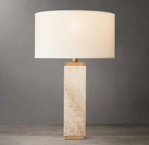Square Column Travertine Table Lamp