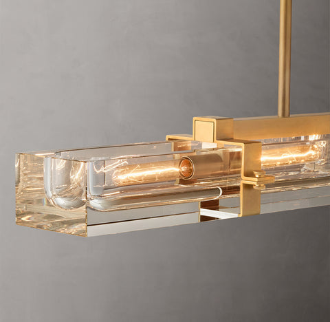 Savile 48" Linear Chandelier in Brass & K9 Crystal | CIRC
