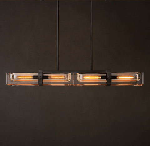 Savile 48" Linear Chandelier in Brass & K9 Crystal | CIRC