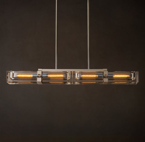 Savile 48" Linear Chandelier in Brass & K9 Crystal | CIRC