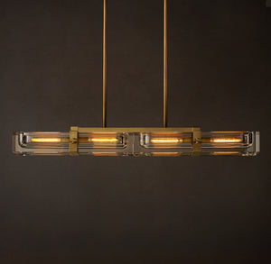 Savile 48" Linear Chandelier in Brass & K9 Crystal | CIRC