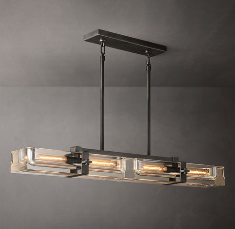 Savile 48" Linear Chandelier in Brass & K9 Crystal | CIRC