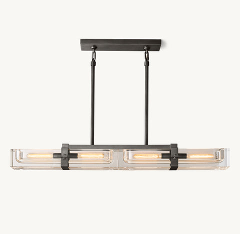 Savile 48" Linear Chandelier in Brass & K9 Crystal | CIRC