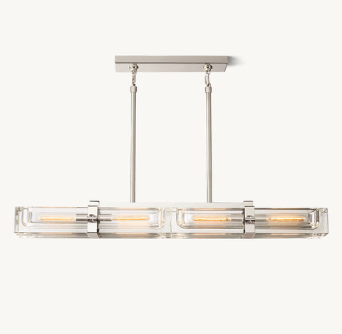 Savile 48" Linear Chandelier in Brass & K9 Crystal | CIRC