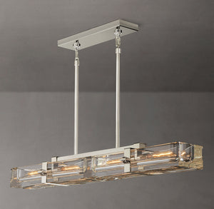 Savile 48" Linear Chandelier in Brass & K9 Crystal | CIRC