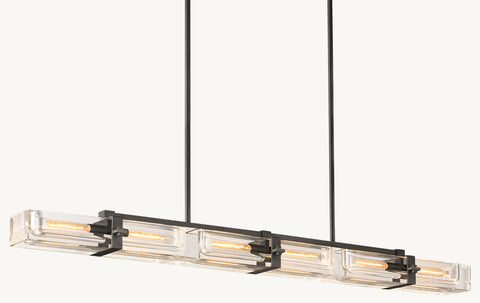 Savile 72" Brass & K9 Crystal Linear Chandelier | CIRC