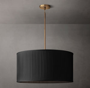 Luxury Reed Pleated Drum Pendant Light with Steel Frame