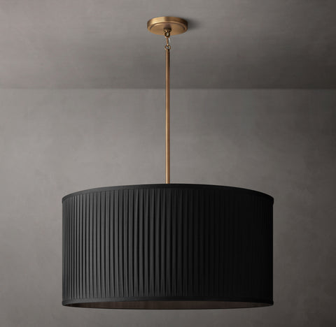Luxury Reed Pleated Drum Pendant Light with Steel Frame