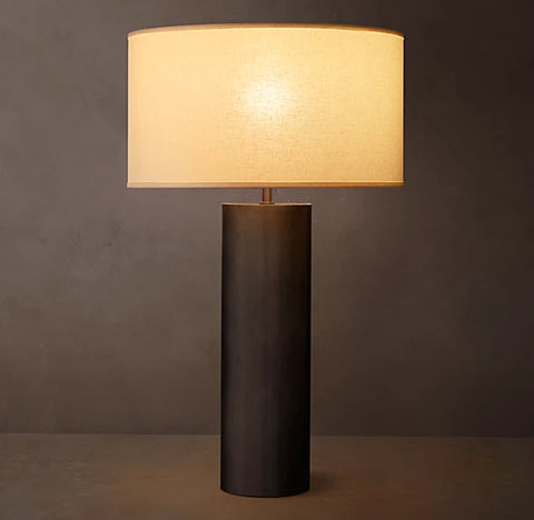 Sarezzo Metal Cylindrical Table Lamp | Precision Solid Brass Lighting