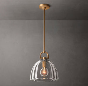 Botanist Dome Pendant Light – Hand-Carved Crystal Glass & Solid Brass Design