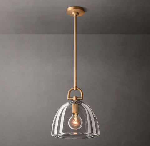 Botanist Dome Pendant Light – Hand-Carved Crystal Glass & Solid Brass Design