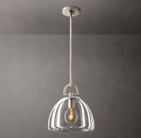 Botanist Dome Pendant Light – Hand-Carved Crystal Glass & Solid Brass Design