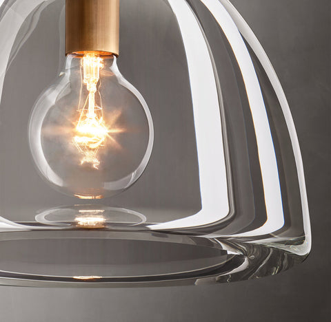 Botanist Dome Pendant Light – Hand-Carved Crystal Glass & Solid Brass Design