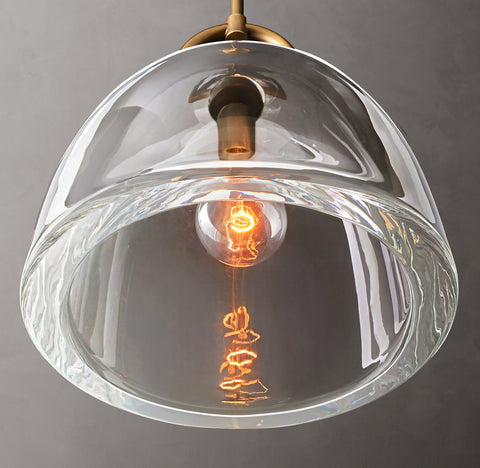 Botanist Dome Pendant Light – Hand-Carved Crystal Glass & Solid Brass Design