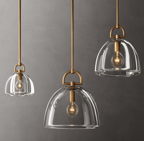 Botanist Dome Pendant Light – Hand-Carved Crystal Glass & Solid Brass Design