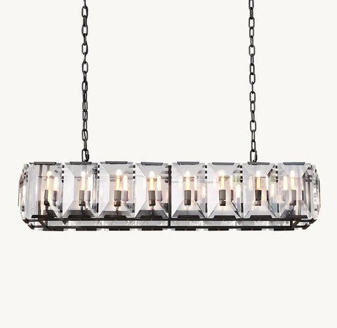 Harlow Crystal Rectangular Chandelier 54" – Iron LED