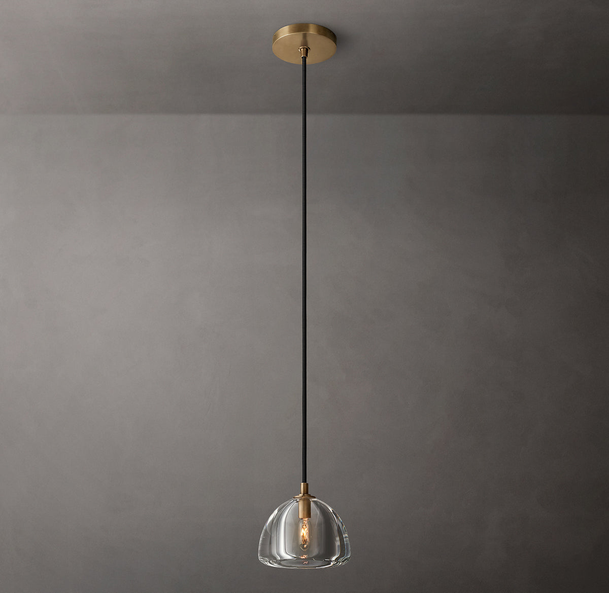 Hemisphere Pendant Light – Solid Brass Crystal Design