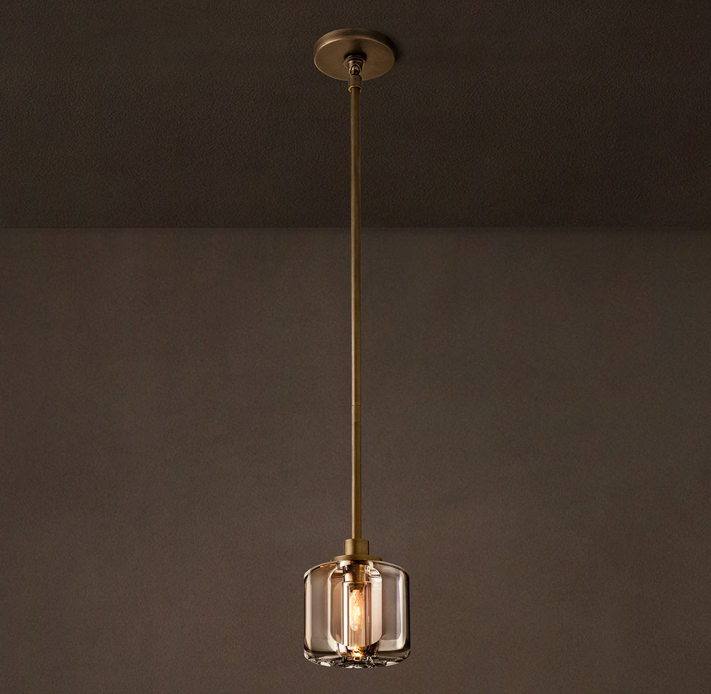 Demaret Pendant – K9 Crystal & Steel Light