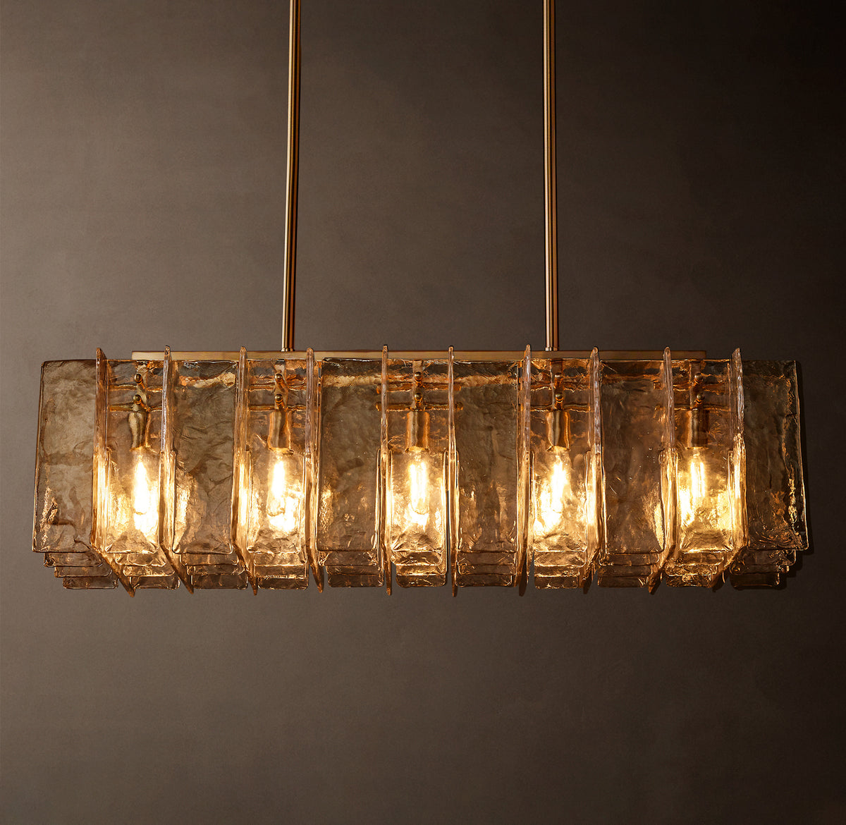 Lattice Smoke Glass 67" Linear Chandelier | CIRC