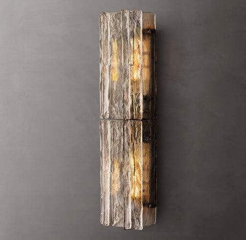 Lattice Smoke Glass Sconce 30"