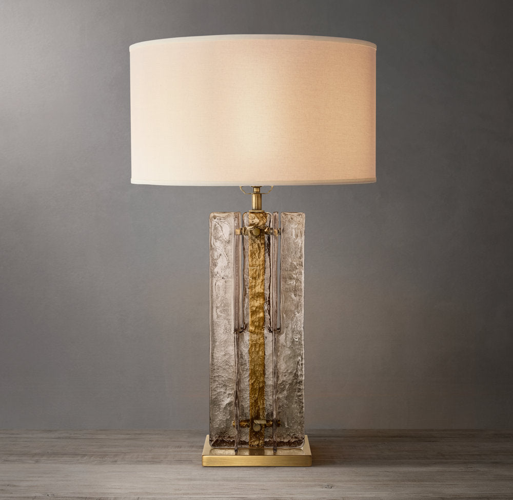 Lattice Smoke Glass Table Lamp