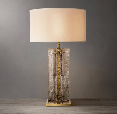 Lattice Smoke Glass Table Lamp
