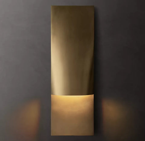 Taza Vertical Rectangular Sconce | Modern Brass LED Wall Light