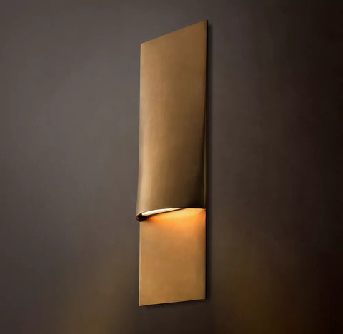 Taza Vertical Rectangular Sconce | Modern Brass LED Wall Light