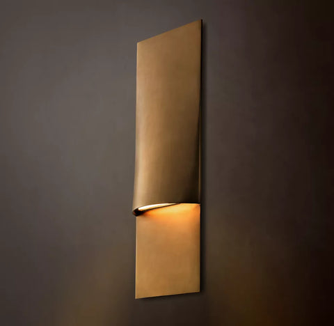 Taza Vertical Rectangular Sconce | Modern Brass LED Wall Light
