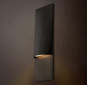 Taza Vertical Rectangular Sconce | Modern Brass LED Wall Light