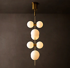 Modern Rail Pendant Light – Brass & Milk Glass
