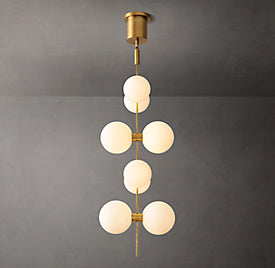Modern Rail Pendant Light – Brass & Milk Glass