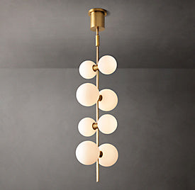Modern Rail Pendant Light – Brass & Milk Glass
