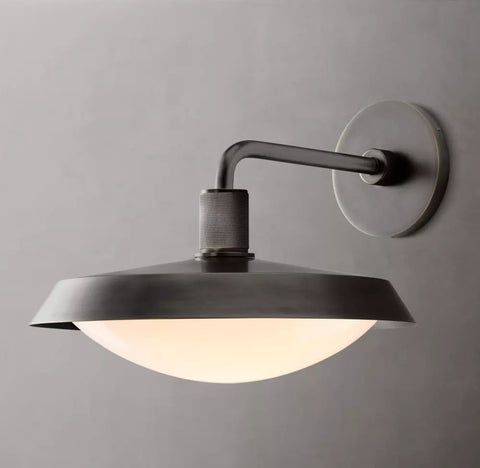 Kennan Barn Sconce | Industrial Brass Outdoor Wall Light